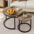 Conjunto de mesa de café Nesting Smuxee 2 redondo de madeira com pés ajustáveis