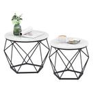 Conjunto de mesa de café VASAGLE pequeno redondo mármore branco/preto Conjunto de mesa de café VASAGLE pequeno redondo mármore branco/preto