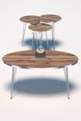Conjunto de Mesa de Centro 4 peças - Madeira com Prata