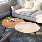 Conjunto de Mesa de Centro Classic Luna Off White/Nature Imcal Móveis Conjunto de Mesa de Centro Classic Luna Off White/Nature Imcal Móveis
