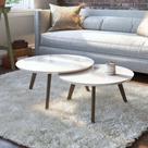 Conjunto de Mesa de Centro Classic Redonda Imcal Móveis com Pés em Madeira Maciça