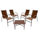 Conjunto de Mesa de Centro e 4 Cadeiras Ônix para Área Externa Conjunto de Mesa de Centro e 4 Cadeiras Ônix para Área Externa