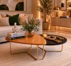 Conjunto De Mesa De Centro Industrial Orgânica De Metal Dourado Pietra