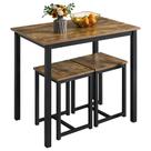 Conjunto de Mesa de Comedor Yaheetech Industrial Rústico Marrón para 2 Personas