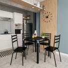 Conjunto de Mesa de Cozinha com 4 Lugares Lincon Preto