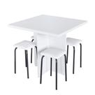 Conjunto de Mesa de Cozinha com 4 Lugares Verona II Branco e Preto