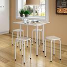 Conjunto de Mesa de Cozinha Dobrável com 4 Lugares Asti Branco e Narita