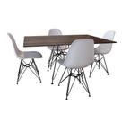 Conjunto De Mesa De Ferro Preto Tampo Amêndoa 120X75 4 Cadeiras Ferro Preta Assento Bra