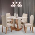 Conjunto de Mesa de Jantar 120x80cm com Tampo de Vidro em MDP e 4 Cadeiras Inovare