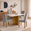 Conjunto de Mesa de Jantar 4 Lugares Carol com Tampo de Vidro Cinamomo e Off White Conjunto de Mesa de Jantar 4 Lugares Carol com Tampo de Vidro Cinamomo e Off White