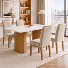 Conjunto de Mesa de Jantar 4 Lugares Retangular 120x80cm MDF Cinamomo Off White Conjunto de Mesa de Jantar 4 Lugares Retangular 120x80cm MDF Cinamomo Off White