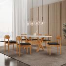 Conjunto de Mesa de Jantar Bellini Tampo 180cm Laqueado Canto Moeda 6 Cadeiras Bellini