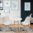 Conjunto de Mesa de Jantar com 2 Cadeiras Eames Branco