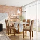 Conjunto de Mesa de Jantar com 6 Cadeiras Estofadas Olívia Animalle Off White e Chocolate