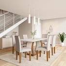 Conjunto de Mesa de Jantar com 6 Cadeiras Estofadas Sienna I Veludo Off White e Creme
