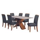 Conjunto de Mesa de Jantar com Tampo de Vidro 1,80m e 6 Cadeiras Grécia Dobuê Madeirado/Grafite