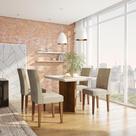 Conjunto de Mesa de Jantar com Vidro e 4 Cadeiras Colônia Suede Chocolate e Off White Conjunto de Mesa de Jantar com Vidro e 4 Cadeiras Colônia Suede Chocolate e Off White