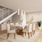 Conjunto de Mesa de Jantar com Vidro e 6 Cadeiras Cecília Veludo Creme e Off White Conjunto de Mesa de Jantar com Vidro e 6 Cadeiras Cecília Veludo Creme e Off White