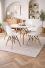 Conjunto de Mesa de Jantar Cozinha Moderna Eames Eiffel Redonda 90cm Tampo de Madeira com 4 Cadeiras Branco
