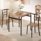 Conjunto de Mesa de Jantar e Cadeiras VECELO para 2 Pessoas Metal/Madeira Marrom