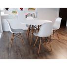 Conjunto de Mesa de Jantar Eames Eiffel Redonda 90cm Tampo de Madeira Branco com 4 Cadeiras Brancas Conjunto de Mesa de Jantar Eames Eiffel Redonda 90cm Tampo de Madeira Branco com 4 Cadeiras Brancas