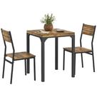 Conjunto de Mesa de Jantar HOMCOM 60x60 cm Marrom Rústico 3 Peças Conjunto de Mesa de Jantar HOMCOM 60x60 cm Marrom Rústico 3 Peças