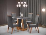 Conjunto de Mesa de Jantar Retangular em Madeira Maciça com 4 Cadeiras Nubia Vegas
