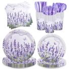 Conjunto de mesa descartável floral lavanda Vellumvibe com 168 peças