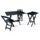 Conjunto de Mesa Dobrável 1,10x70 com 2 Cadeiras Mais Mesa Aparador Tarimatã - Preto Conjunto de Mesa Dobrável 1,10x70 com 2 Cadeiras Mais Mesa Aparador Tarimatã - Preto