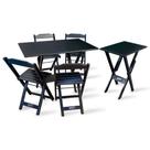 Conjunto de Mesa Dobrável 1,10x70 com 4 Cadeiras Mais Mesa Aparador Tarimatã - Preto Conjunto de Mesa Dobrável 1,10x70 com 4 Cadeiras Mais Mesa Aparador Tarimatã - Preto