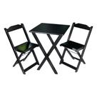 Conjunto de Mesa Dobrável 60x60 com 2 Decor Tarimatã - Preto