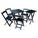 Conjunto de Mesa Dobrável 60x60 com 4 Cadeiras com Mesa Aparador Tarimatã para Area Gourmet - Preto