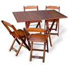 Conjunto de Mesa Dobrável 70x110 com 4 Cadeiras Imbuia