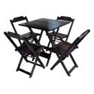 Conjunto de Mesa Dobrável 70x70 em Madeira Maciça com 4 Cadeiras - Tabaco Conjunto de Mesa Dobrável 70x70 em Madeira Maciça com 4 Cadeiras - Tabaco