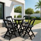 Conjunto de Mesa Dobrável Bistrô C/ 4 Cadeiras Estofadas Preto Bar Área Gourmet