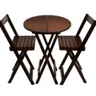 Conjunto de Mesa Dobrável Bistro em Madeira com 2 Cadeiras Imbuia