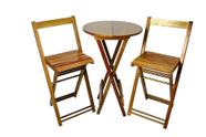 Conjunto de Mesa Dobrável Bistro em Madeira com 4 Cadeiras Mel