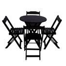 Conjunto de Mesa Dobravel com 4 Cadeiras Tampo Redondo 70x70 Preto