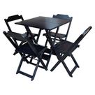 Conjunto De Mesa Dobravel Para Restaurante De Madeira 80x80 Com 4 Cadeiras Preto - Preto Conjunto De Mesa Dobravel Para Restaurante De Madeira 80x80 Com 4 Cadeiras Preto - Preto