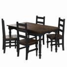 Conjunto de Mesa e 4 Cadeiras Torneadas em Madeira Maciça Preto Conjunto de Mesa e 4 Cadeiras Torneadas em Madeira Maciça Preto
