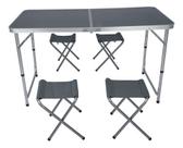 Conjunto De Mesa E Cadeiras Dobraveis Camping 4 Pessoas