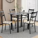 Conjunto de Mesa e Cadeiras Palma Assento em Madeira