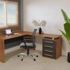 Conjunto de Mesa e Gaveteiro com Gavetas para Escritório Direito 4 Gavetas 137cm Marrom E Preto