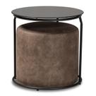 Conjunto de Mesa e Puff Baxton Studio Kira Preto Cinza Marrom