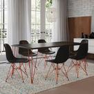 Conjunto De Mesa Eames Clips De Ferro Cobre Tampo Preto 135x75 6 Cadeiras Cobre Assento Preto