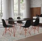 Conjunto De Mesa Eames Clips De Ferro Cobre Tampo Preto 135x75 6 Cadeiras Cobre Assento Preto Conjunto De Mesa Eames Clips De Ferro Cobre Tampo Preto 135x75 6 Cadeiras Cobre Assento Preto