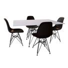 Conjunto De Mesa Eames Eiffel De Ferro Preto Tampo Branco 120x75 4 Cadeiras Ferro Preta Assento Preto