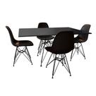 Conjunto De Mesa Eames Eiffel De Ferro Preto Tampo Preto 120x75 4 Cadeiras Ferro Preta Assento Preto