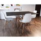 Conjunto De Mesa Eames Eiffel Retangular 120x75 Tampo De Madeira Preto Com 4 Cadeiras Brancas