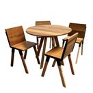 Conjunto de Mesa Eiffel Industrial 90 Cm com 4 Cadeiras Detroit Madeira Maciça Natural e Ferro Preto